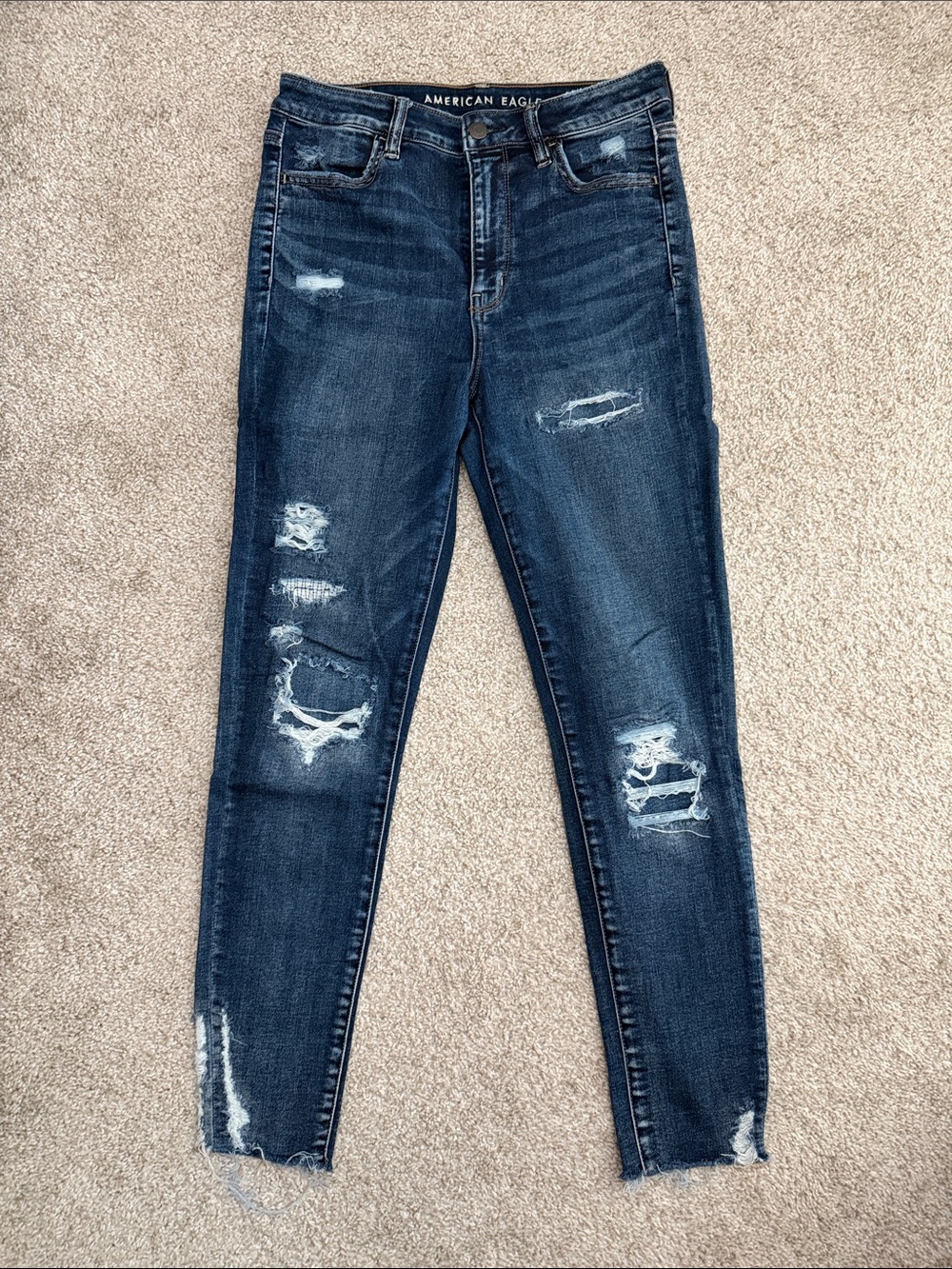 American Eagle Outfitters Dark Wash Ripped Skinny Jeans